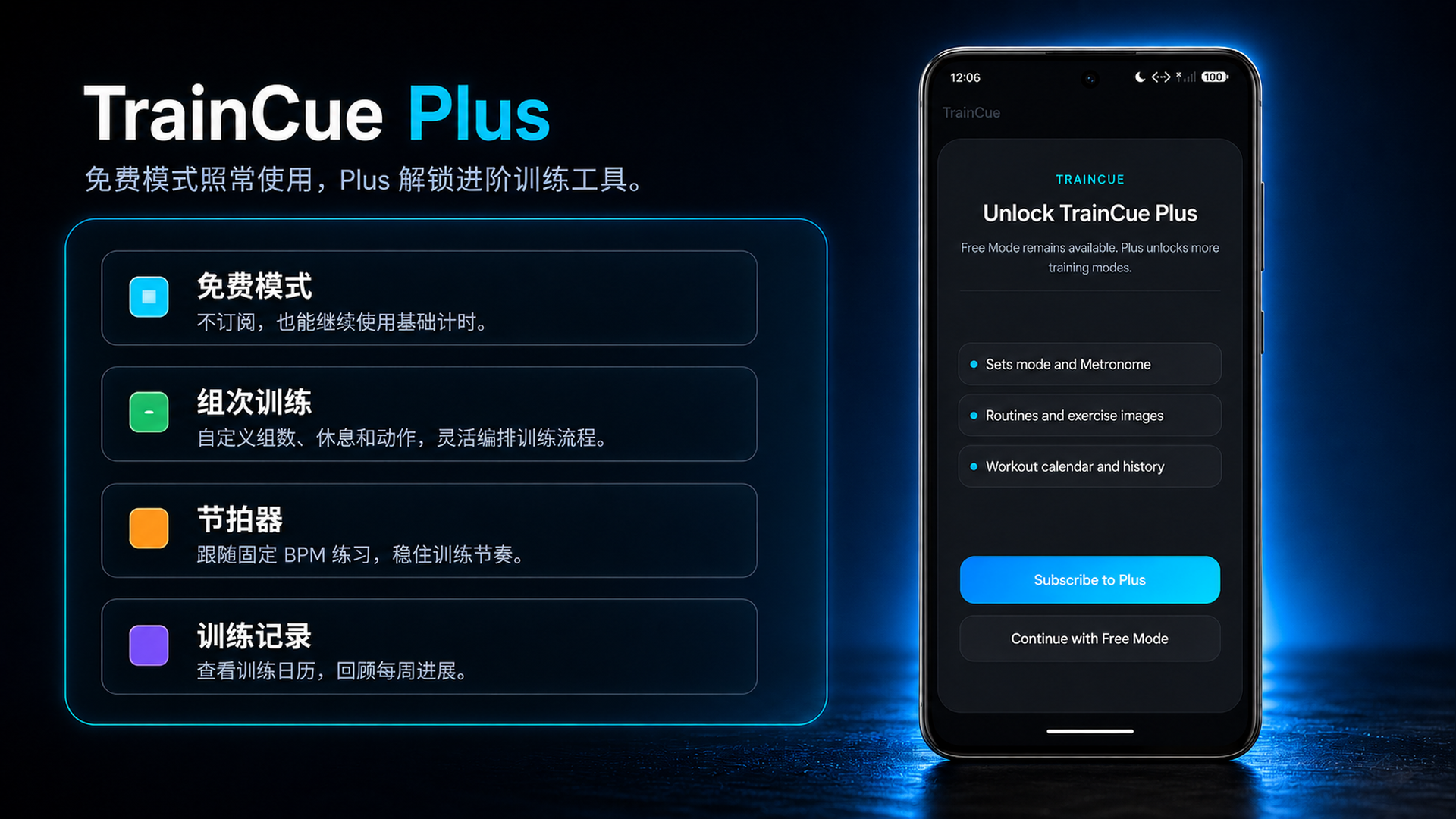 TrainCue Plus 功能说明图